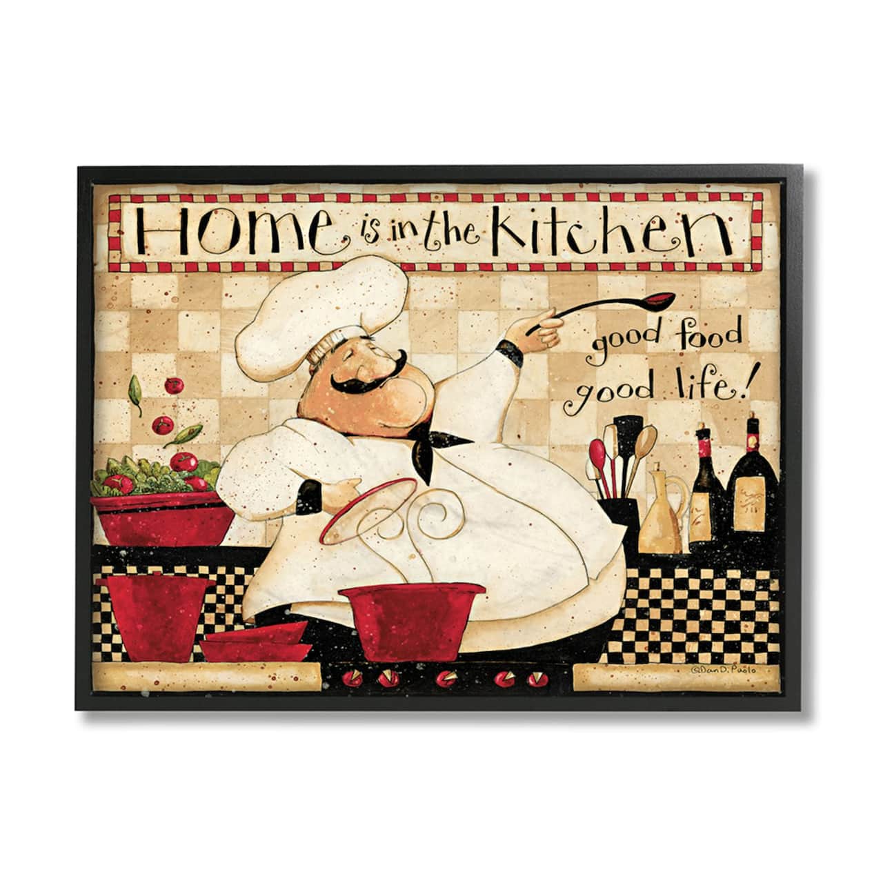 Stupell Industries Home is the Kitchen Chef Black Framed Wall Art